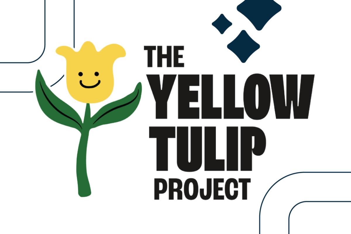 The Yellow Tulip Project logo, black text on a white field with a smiling yellow tulip