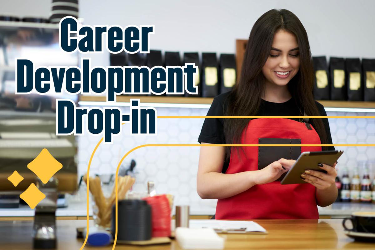 Photo of woman behind a counter running her own business